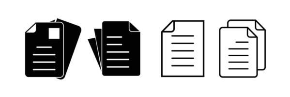 Document line and solid icon in different collections. Note, information, paper, sheet, pictogram, contract, copy icon concept. Page file, list text icon for web design. vector