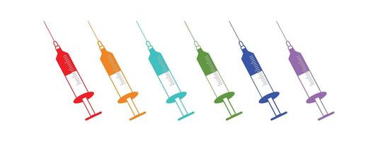 injection icons Syringe icon in different color. colorful flat style Syringe Injection Outline Icons. vector