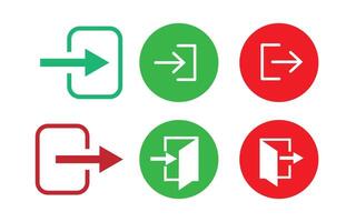 log in and Logout icon in red and green color. Sign in and sign out symbol. Entrance and exit sign icon. flat style. vector