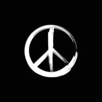 peace icon or symbol in brush in white color in black background. vector