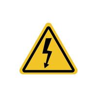 High Voltage Sign. Black arrow isolated in yellow triangle on white background. Warning icon. vector