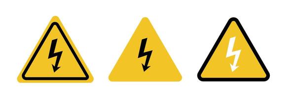 High voltage sign with lightning icon and High voltage icon. Alert, hazard and danger, caution electrical icon. high voltage warning sign on a yellow triangular board. vector