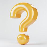 A yellow question mark on a white background photo
