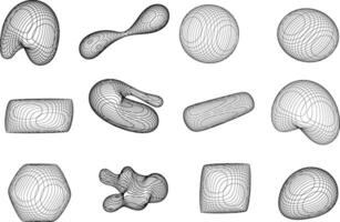Set of Wireframe Shapes vector
