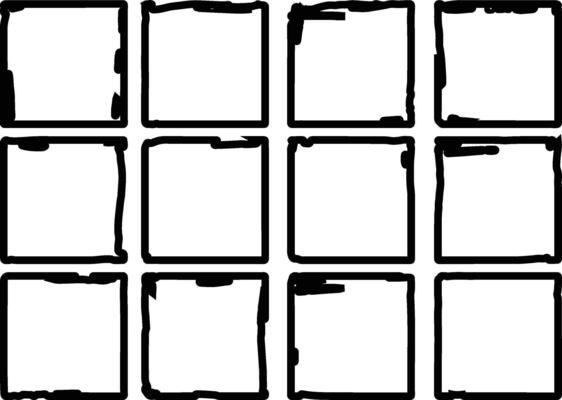 A Set of Grunge Square Frames Silhouettes