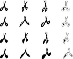 A set of different scissors with different shapes vector