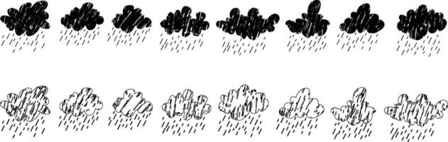 Set of Raining Clouds vector