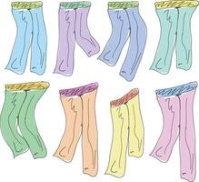 A set of six pairs of leg warmers vector