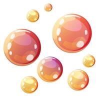 bright soap bubbles set with rainbow reflection vector