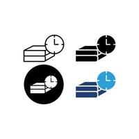 four study clock icons related to the concept of time and books. depicts the theme of time management in the context of studying or reading. easy to edit eps file. vector