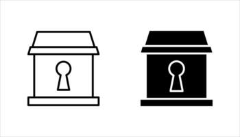 keyhole icon, door lock, Security, protection line and editable stroke, flat icon set isolated on white background.,. vector
