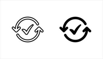 Checking process linear icon set,. Successfully checked. Check mark with circle arrows. illustration on white background vector