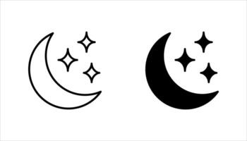 Moon Icon Set,, Silhouette Style, on white background. vector