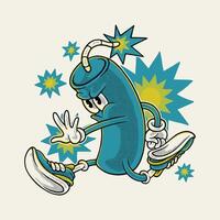 running dynamite mascot in retro style vector