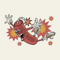 jumping dynamite mascot in retro style vector