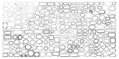 Set of hand drawn speech bubbles isolated on white background illustration. vector