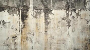 Distressed Ancient Stucco Surface with Cracked and Flaking Paint. Weathered Interior Wall Texture in Earthy Neutral Colors photo
