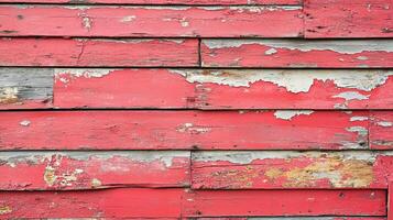 Weathered Red Wooden Siding with Extensive Peeling Paint photo
