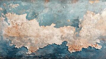 Old Rustic Wall Surface with Cracked and Flaking Paint Layers Revealing Aged Cement and Grunge Texture photo