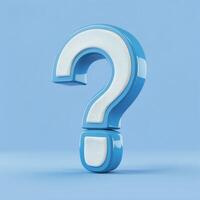 Question mark on blue background 3d render photo