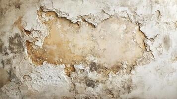 Aged Plaster Wall with Rough Texture and Large Cracks Showing Layers of Decay and Weathered Surface photo