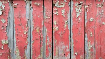 Antique Red Barn Wood Siding with Peeling Paint, Weathered Texture and Exposed Natural Wood Grain photo