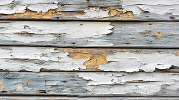 Weathered White Wooden Siding with Peeling Paint Texture photo
