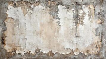 Textured Weathered Plaster Wall with Peeling Paint and Neutral Earth Tone Patina for Background or Vintage Grunge Design photo