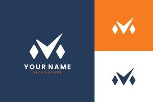 Abstract letter M logo design. Linear creative monochrome monogram. M with check mark logo concept. vector