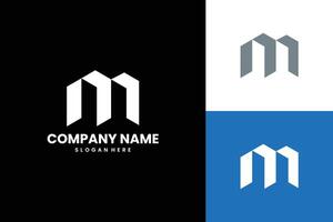 creative negative space of letter M initial logo design, clean and strong design vector