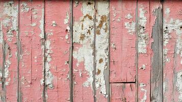 Distressed Pink Wooden Planks with Peeling Paint and Exposed Wood Grain Texture photo