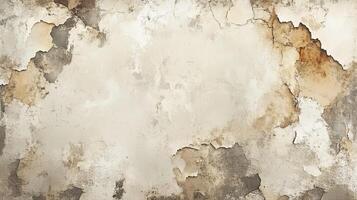 Old Damaged Plaster Wall with Flaking Paint and Moisture Stains photo