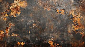 Corroded Metal Wall with Chipped Paint, Heavy Rust Patterns, and Layered Industrial Decay in Orange and Teal Hues photo