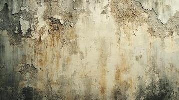Vintage Deteriorated Concrete Wall with Mold Spots and Eroded Paint Layers photo