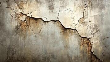 Weathered Building Exterior with Crumbling Plaster, Visible Oxidation and Decay Patterns photo