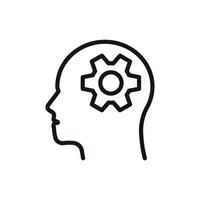 Head with gear icon highlights psychological insight and inner work ideal for awareness events and support resources vector