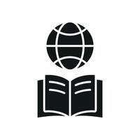 Book with world globe icon highlights global understanding and knowledge perfect for international educational programs and cultural exploration graphics vector