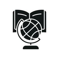 Book with world globe icon emphasizes global exploration and intellectual pursuit ideal for education campaigns and cultural exchange events vector