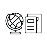 Book with world globe icon showcases learning and cultural connection ideal for promoting global literacy, education, and cross-cultural understanding vector