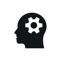 Head with gear icon reflects mental processes and clarity perfect for counseling materials and wellbeing promotions vector