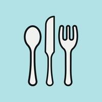 Spoon fork and knife icon represents essential cutlery for dining, cooking, and table setting in food-related visuals vector