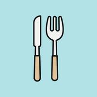 Fork and knife icon captures dining essentials and meal routines, suitable for educational content and food packaging vector