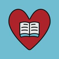 Books forming heart shape icon highlights the emotional connection to books and storytelling ideal for International Book Day visuals vector