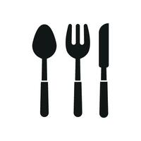 Spoon fork and knife icon symbolizes everyday utensils used in kitchens, restaurants, and culinary design projects vector