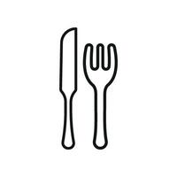 Fork and knife icon symbolizes convenience in dining, ideal for minimalist kitchenware branding and cooking tutorials vector
