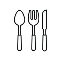 Spoon fork and knife icon reflects practical eating essentials and culinary simplicity perfect for food packaging and digital content vector