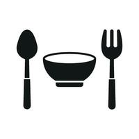 Spoon fork bowl icon set showcases food enjoyment and practical kitchen tools perfect for cooking apps and dining promotions vector