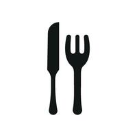 Fork and knife icon represents table etiquette and meal preparation, suitable for fine dining and cooking visuals vector