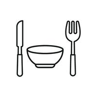 Knife fork and bowl set icon emphasizes practical kitchen tools and balanced eating suitable for nutrition apps and culinary guides vector