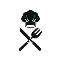 Chef hat and fork knife icon reflects expert cooking, food enjoyment, and meal preparation tools, perfect for recipe blogs and cooking tutorials vector